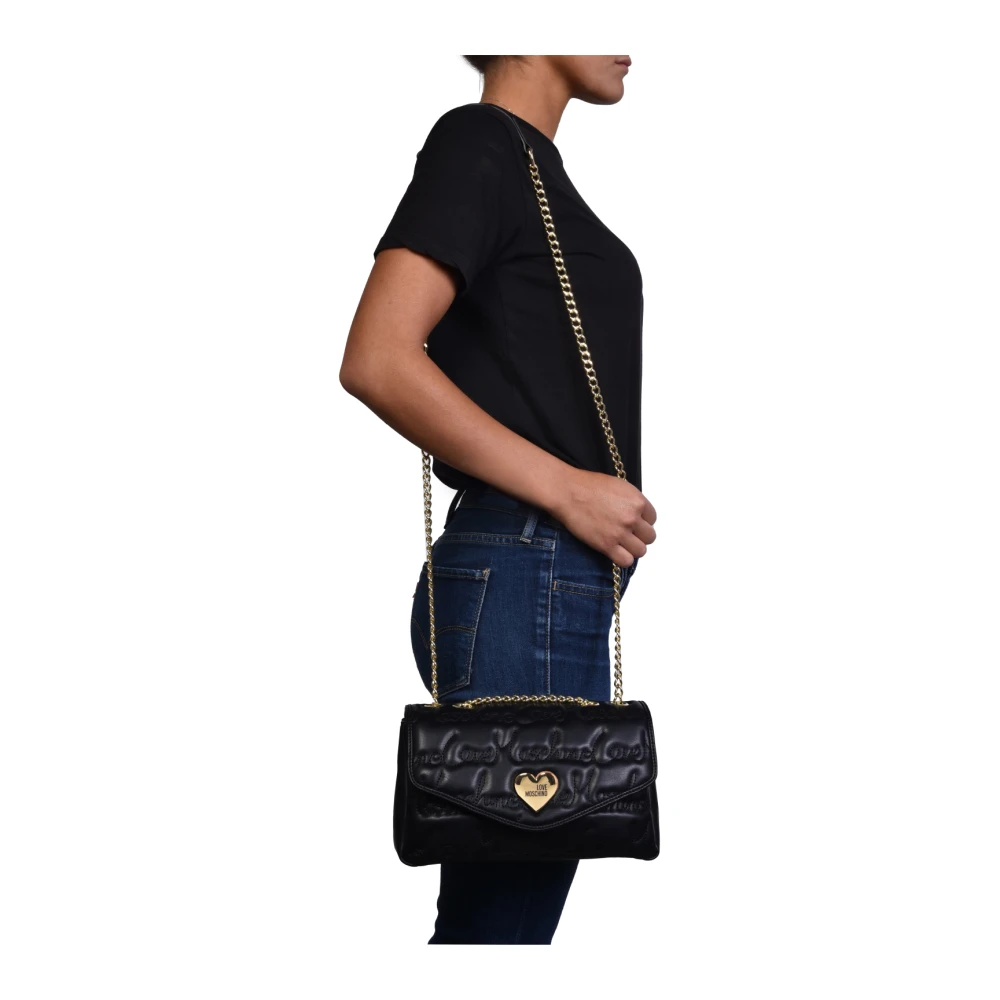 Love Moschino Zwarte Ketting Schoudertas Black Dames