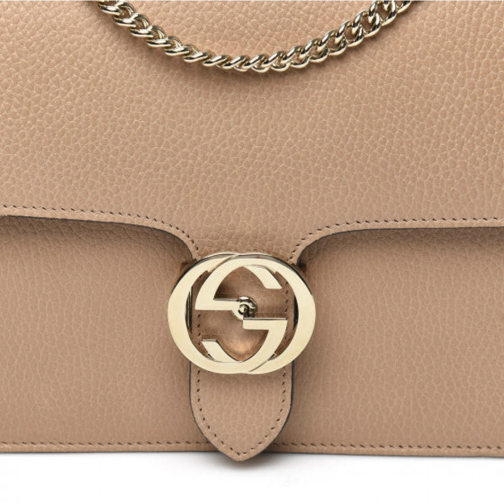 Gucci Camelia Leren Handtas met Kettingriem Beige Dames