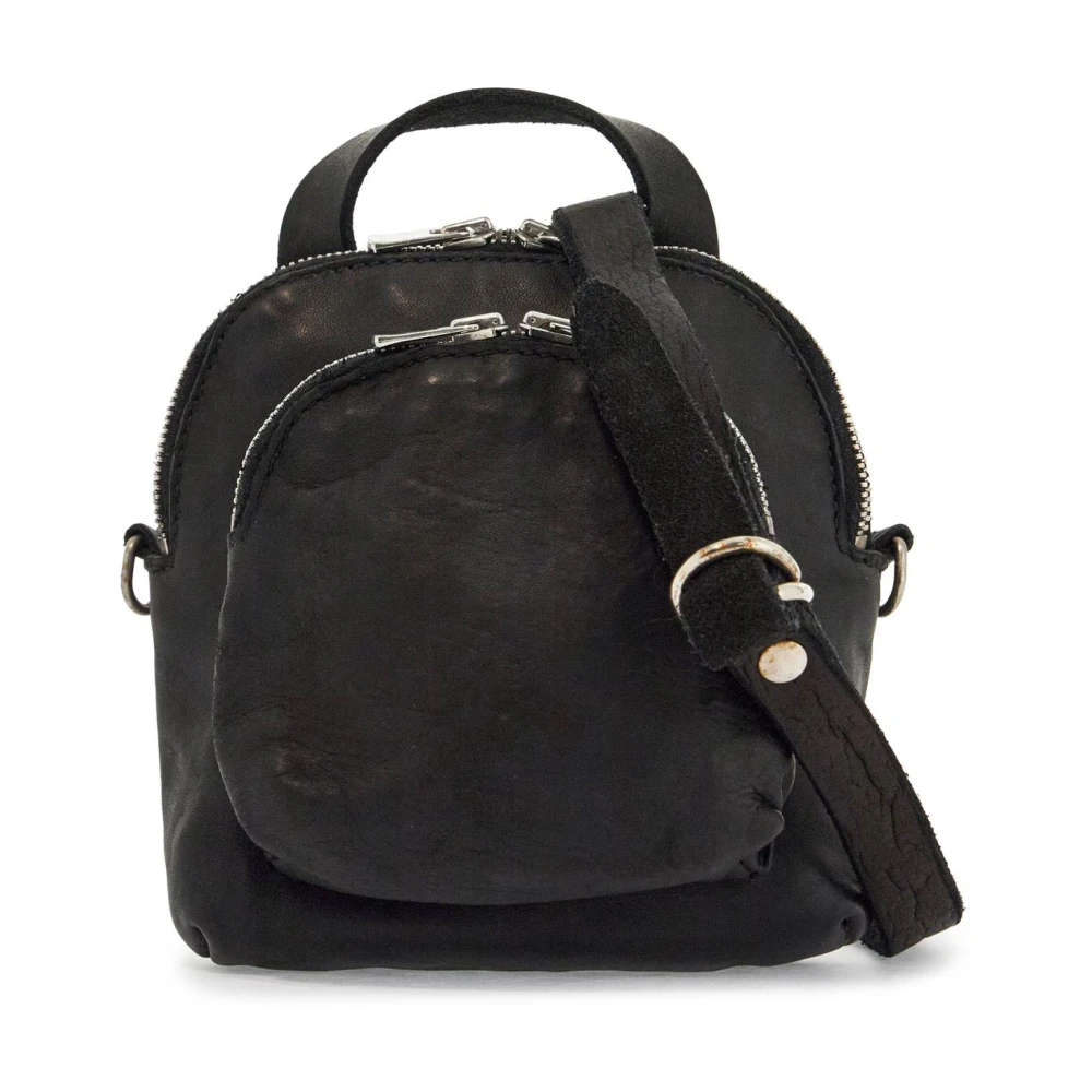 Guidi Zwarte leren mini-rugzak Black Heren