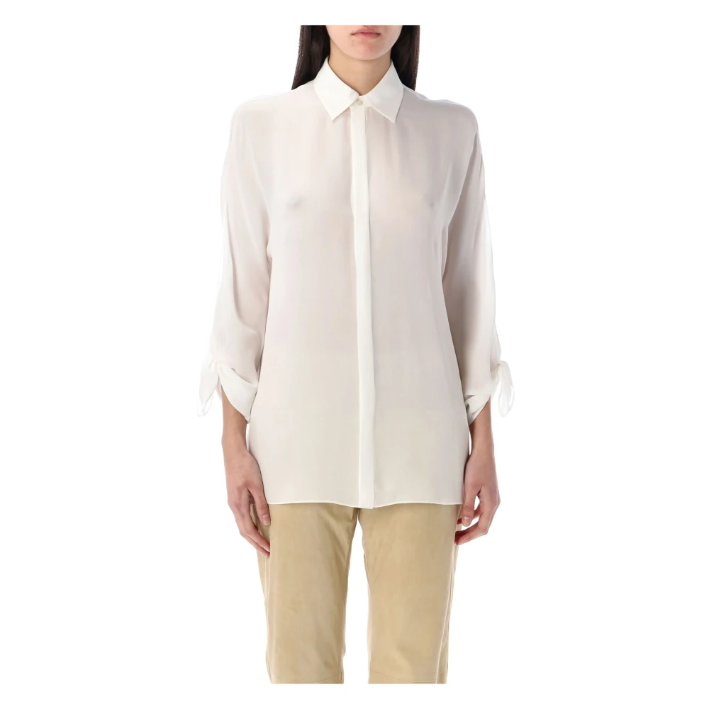 Ralph Lauren Karen Silk Georgette Blouse White Dames