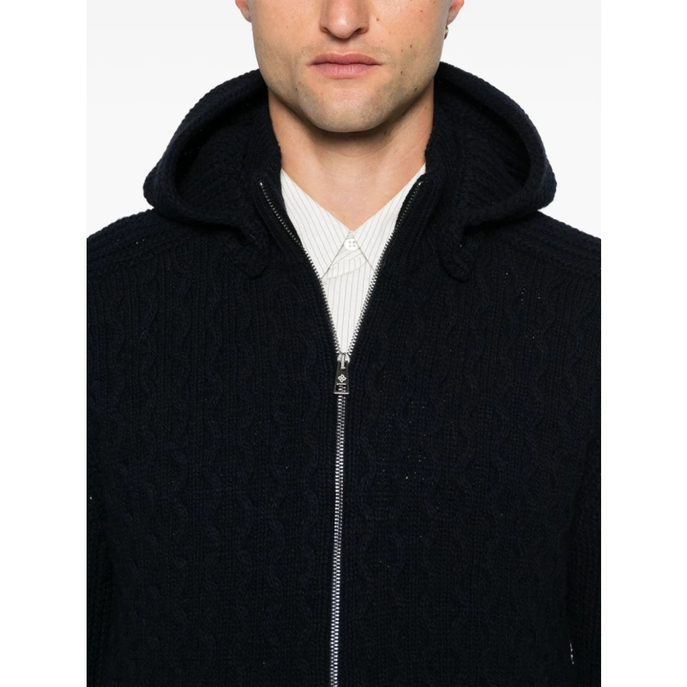 Tagliatore Middernachtblauwe Wollen Cardigan Blue Heren