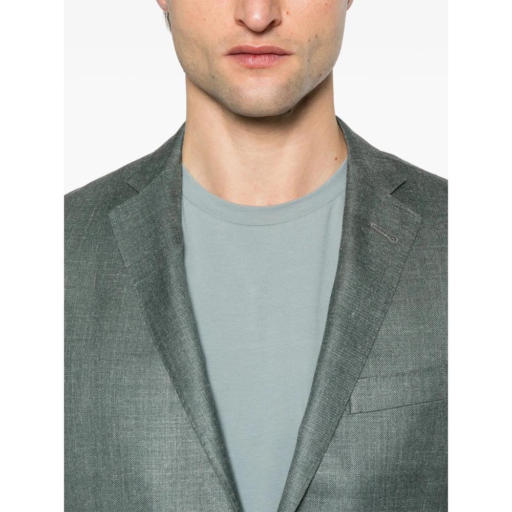 Corneliani Luxe Wol Zijde Linnen Jas Green Heren