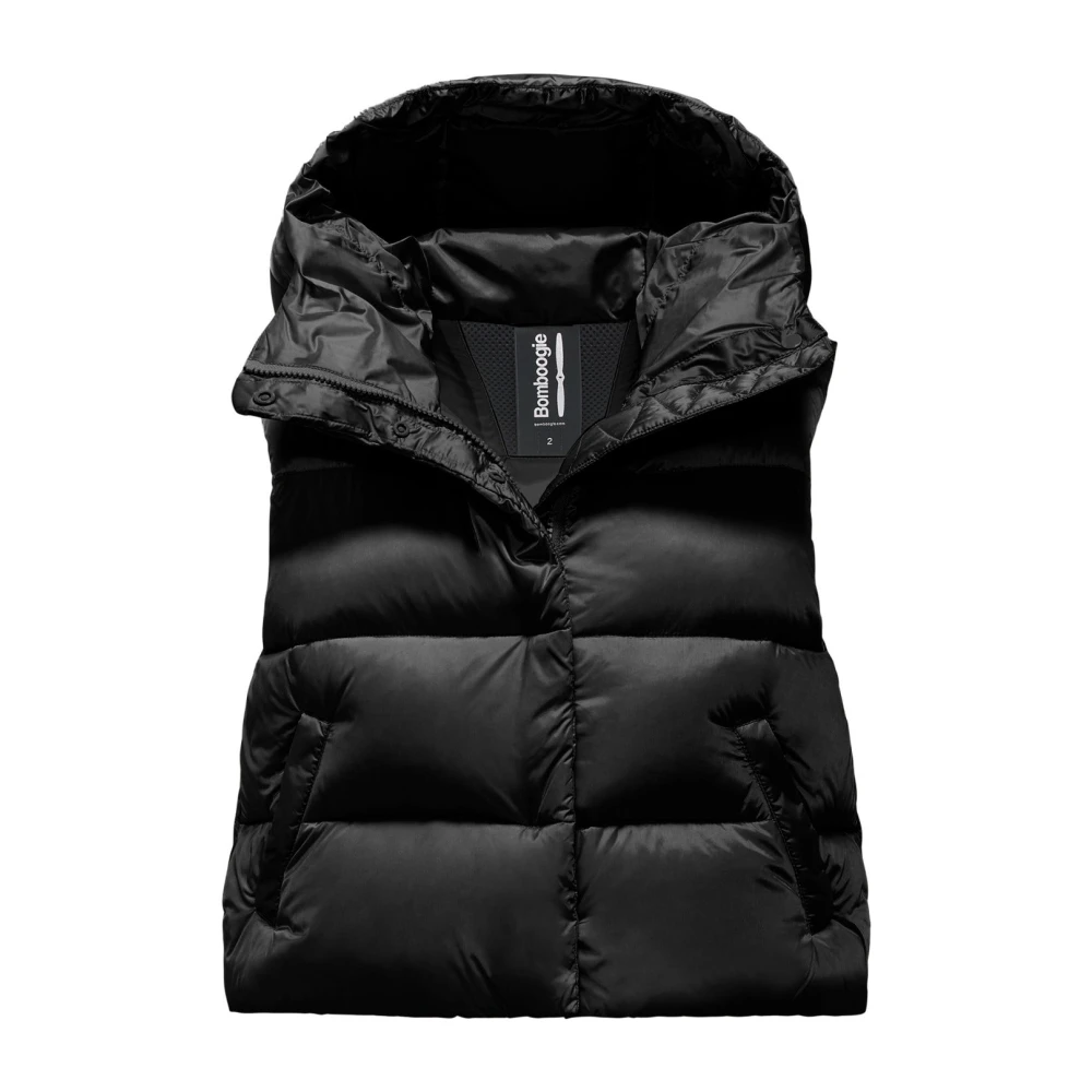BomBoogie Puffy Down Vest in Bright Nylon Black Dames