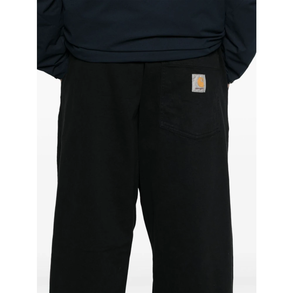 Carhartt WIP Zwarte Twill Broek met Logo Black Heren