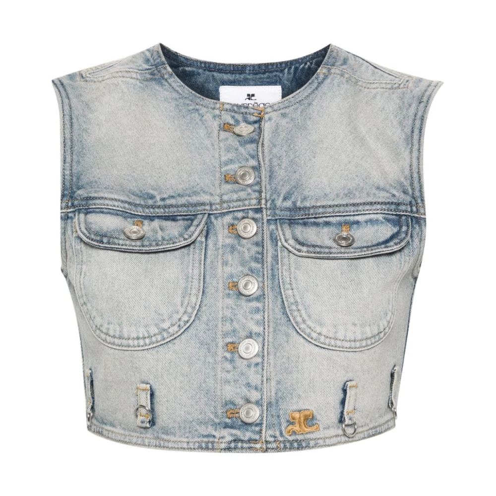 Courrèges Women's Blue Denim Sleeveless Vest