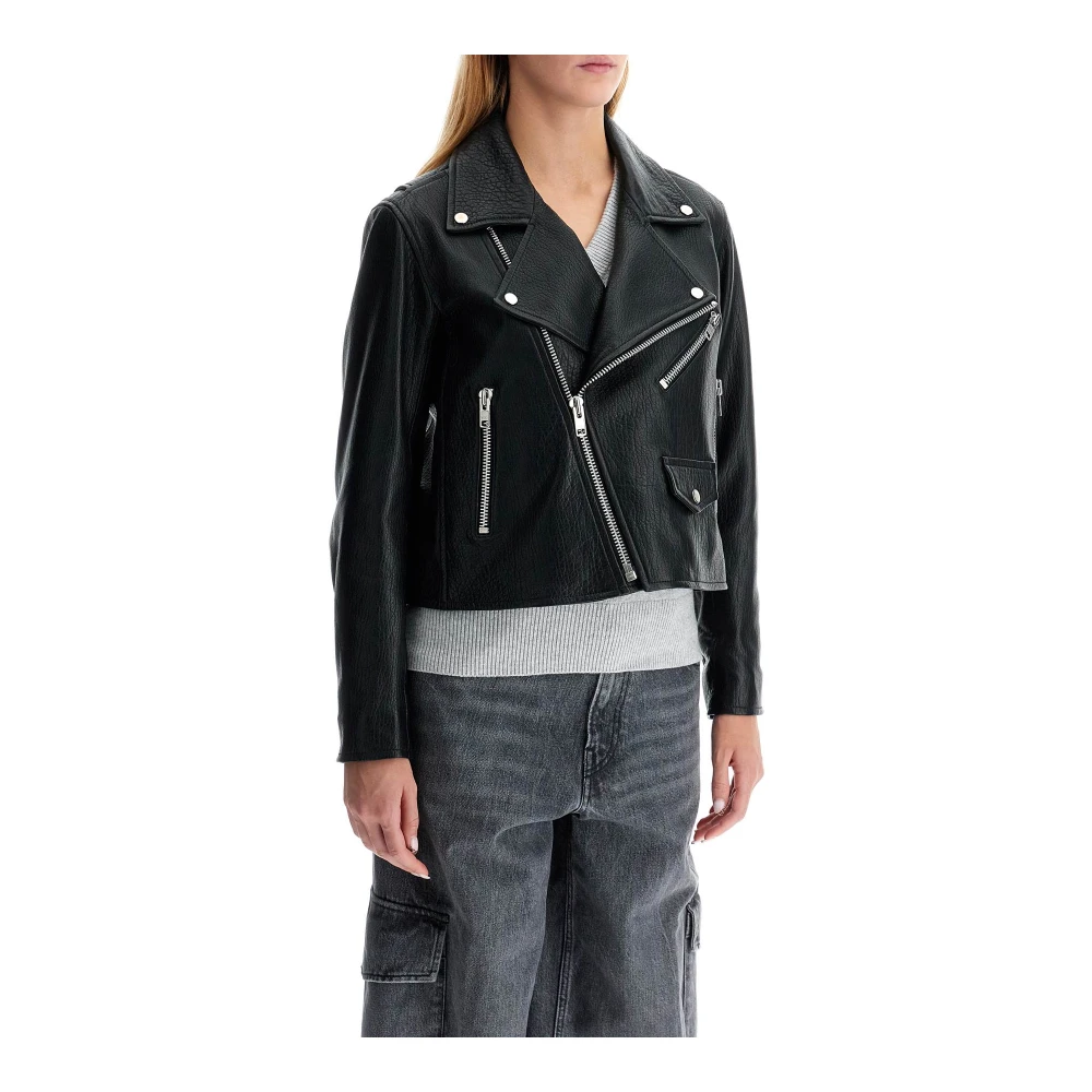 IVY OAK Zachte leren motorjack Black Dames