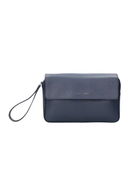 Blå Läder Clutch Väska