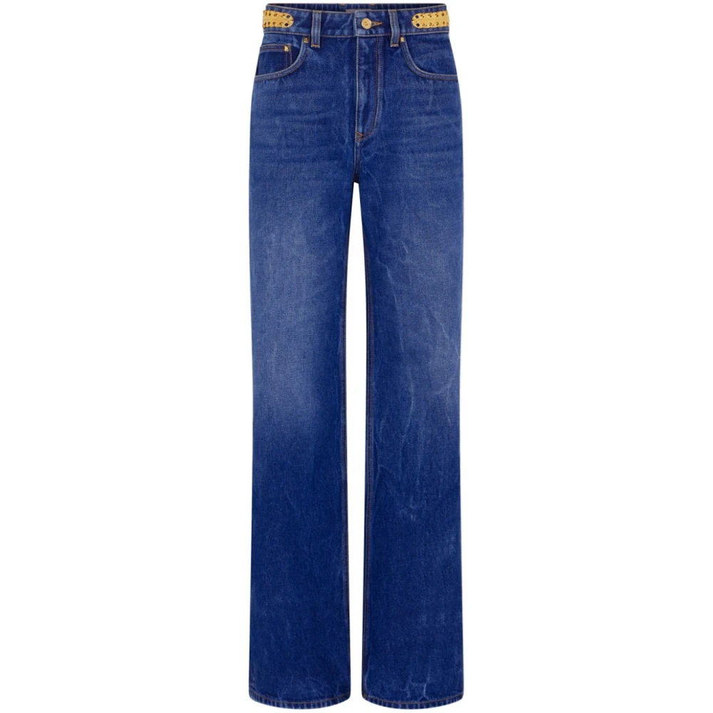 Paco Rabanne Metallic Detail High-rise Boyfriend Jeans Blue Dames