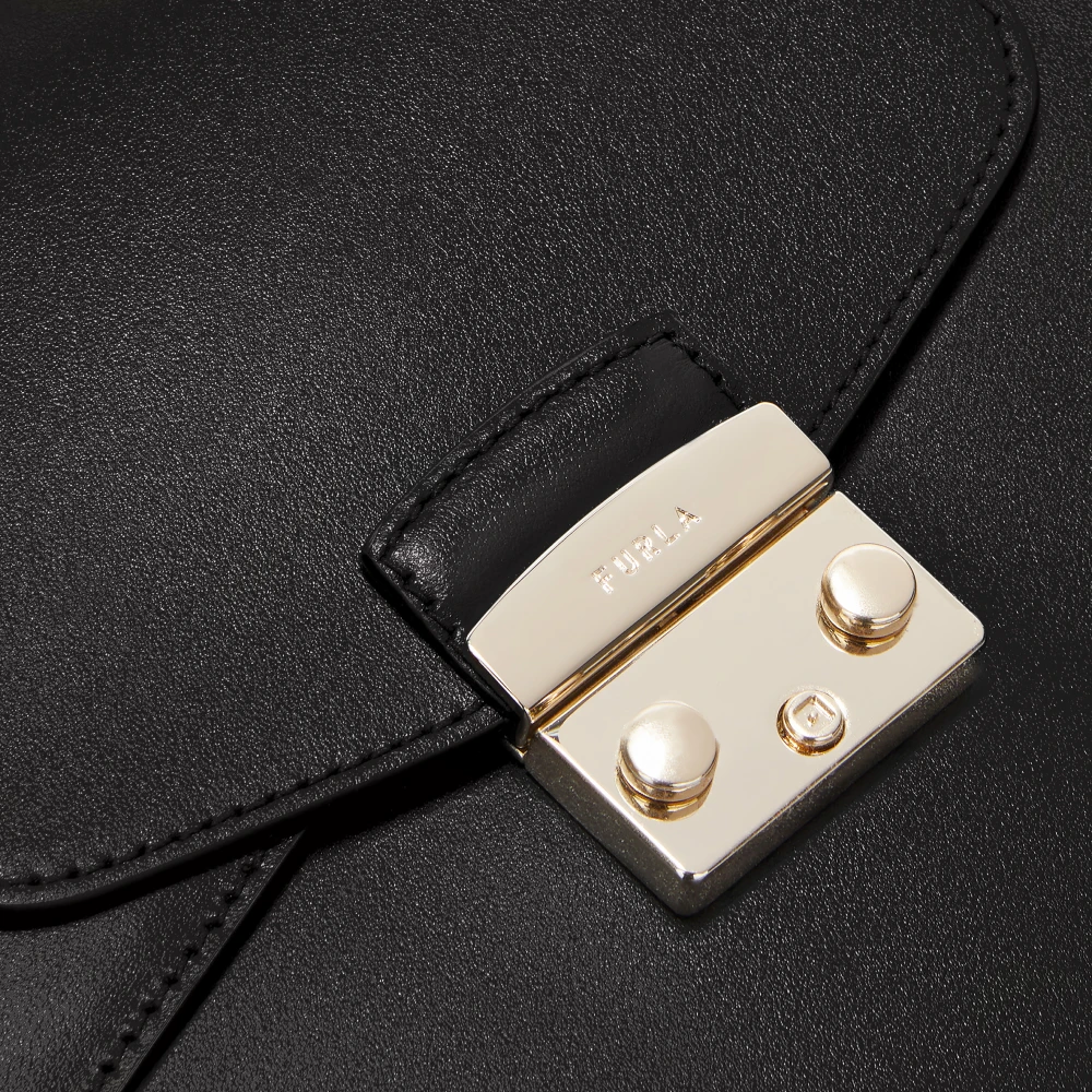 Furla Geometrische Mini Crossbody met Iconische Sluiting Black Dames