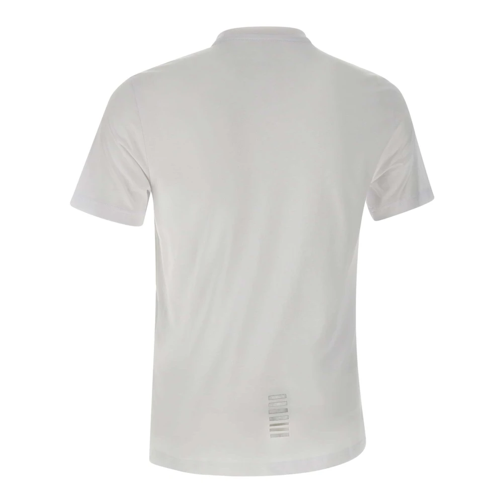 Emporio Armani EA7 Witte Katoenen T-shirt met Logo White Heren