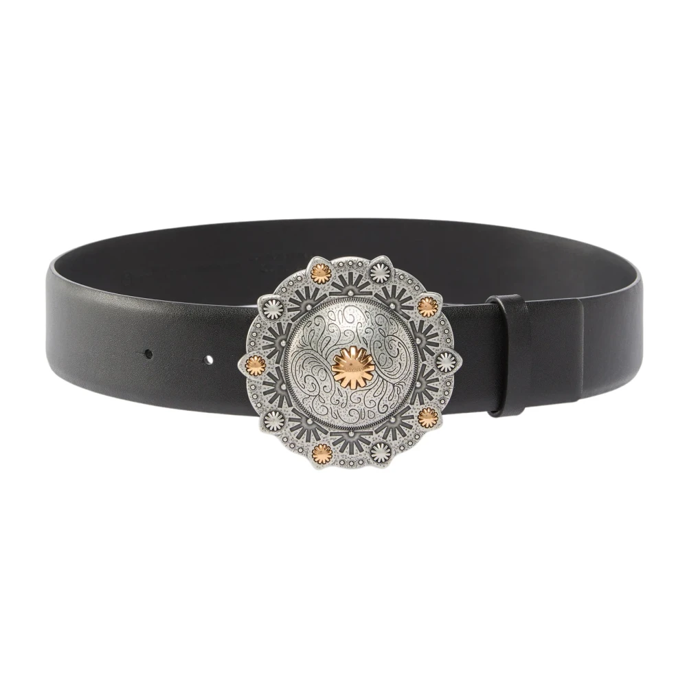 Pinko Femme Noir Accessoires, Taille: S Round Buckle Leather Belt