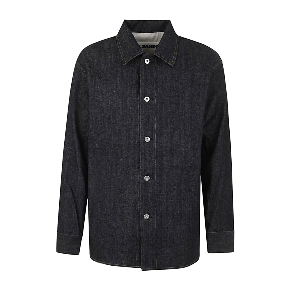 Jil Sander Donkerblauwe Denim Overshirt Blue Heren