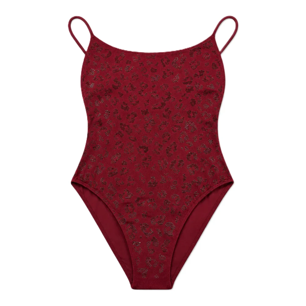 Mc2 Saint Barth Women's Red Swimsuits, Xs, Cecille One Piece Round Neck Swimsuit With Straps