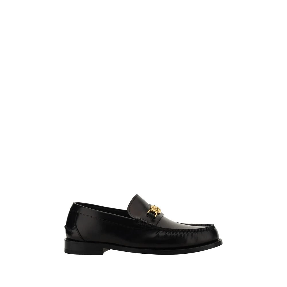 Versace Men's Black Calf Leather Slip-On Loafers - Loafers - 5 Uk- Shoes