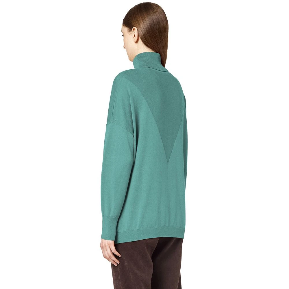 Alpha Studio Zijde Kasjmier Intarsia Coltrui Trui Green Dames