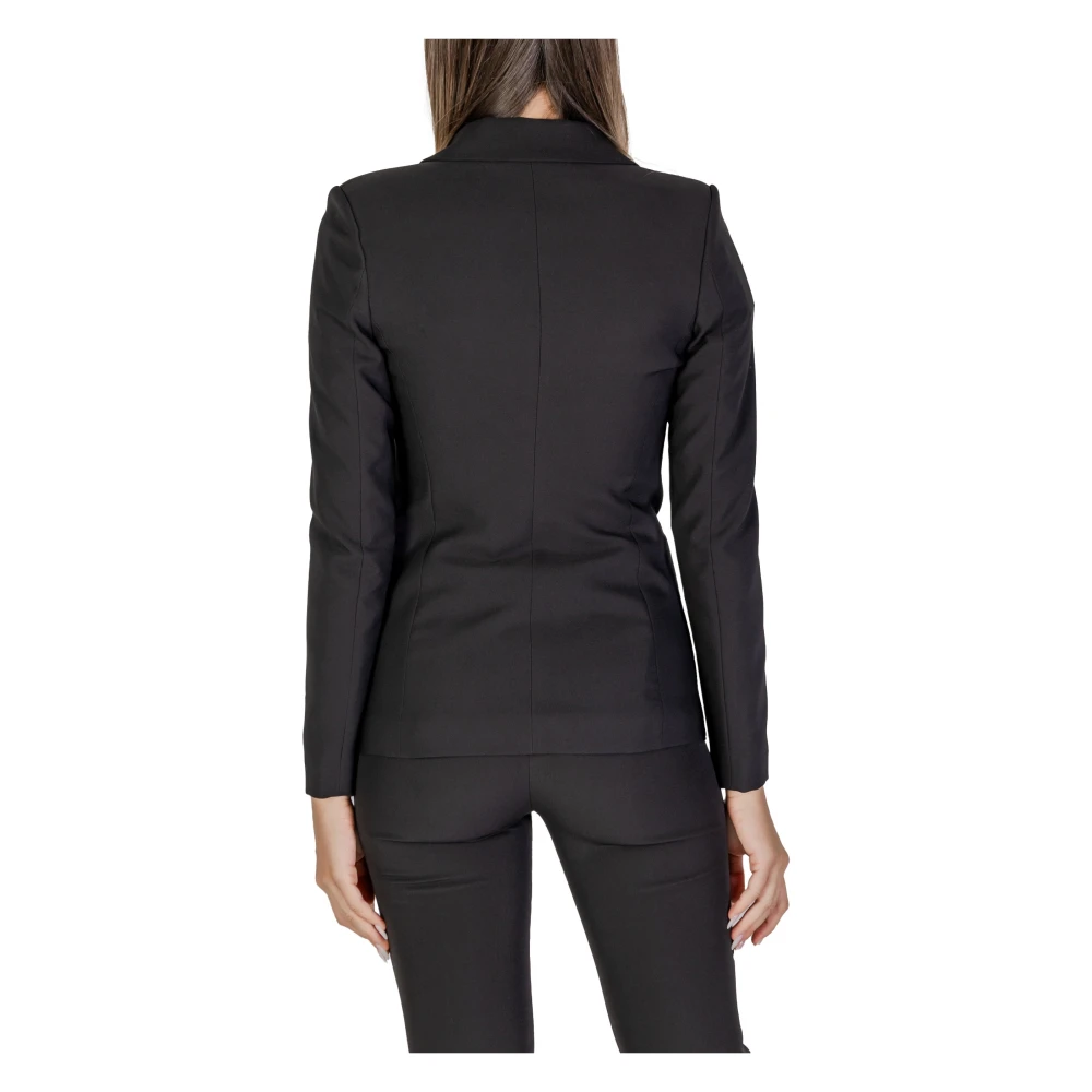 Sandro Ferrone Zwarte Knoop Blazer Reverskraag Black Dames
