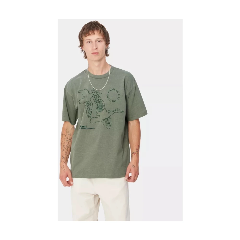 Carhartt WIP Flying Ducks Grafisch T-shirt Green Heren