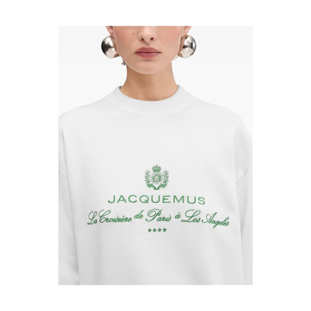 Jacquemus Witte Crew Neck Sweater Lange Mouwen White Dames