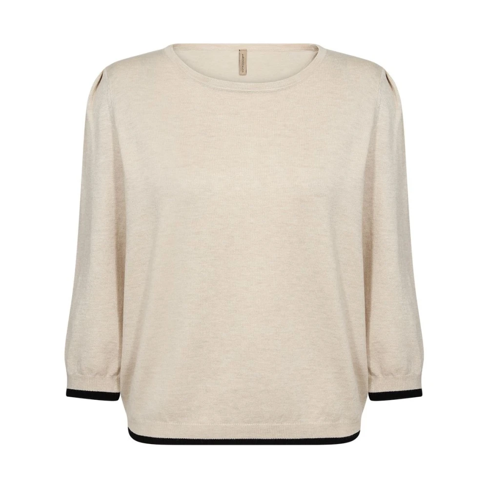 Soyaconcept Blouse met contrastzoom en 7 8 mouwen Beige Dames