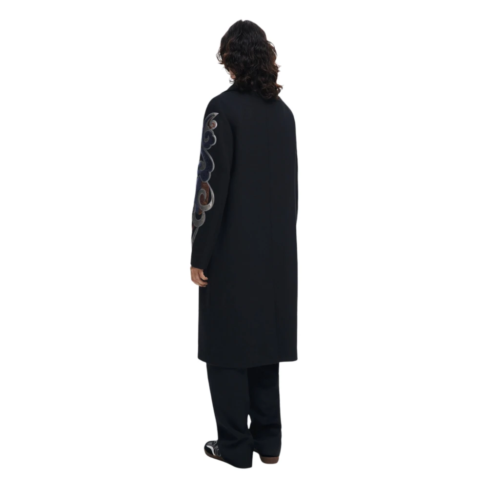 Desigual Zwarte Bedrukte Jas met Knoopsluiting Black Dames