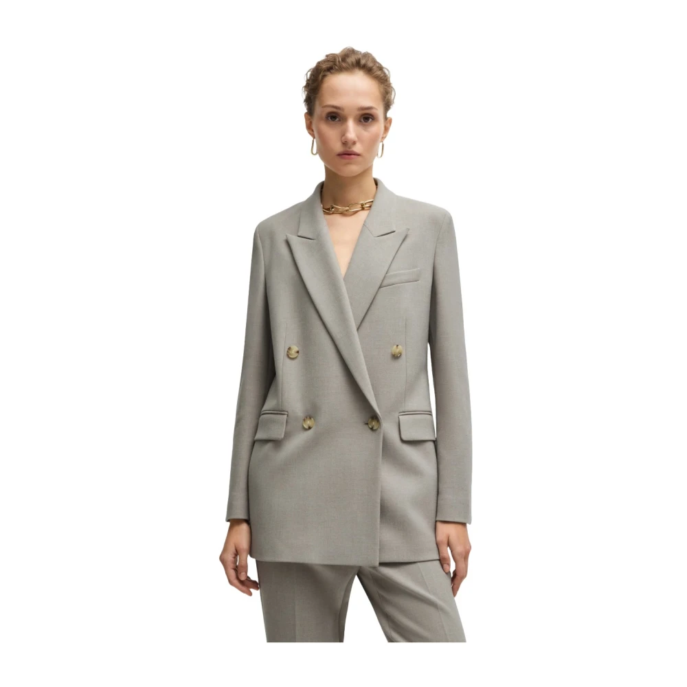 Hugo Boss Dubbelbreasted regular fit jas Gray Dames