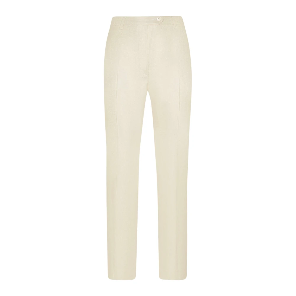 Kiton Handgemaakte Crème Viscose Straight-Leg Broek White Dames