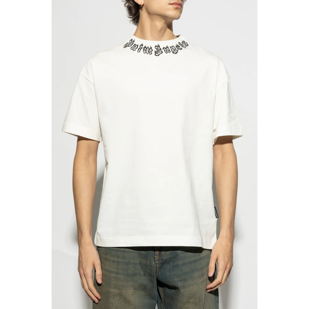 Palm Angels Bedrukt T-shirt Beige Heren