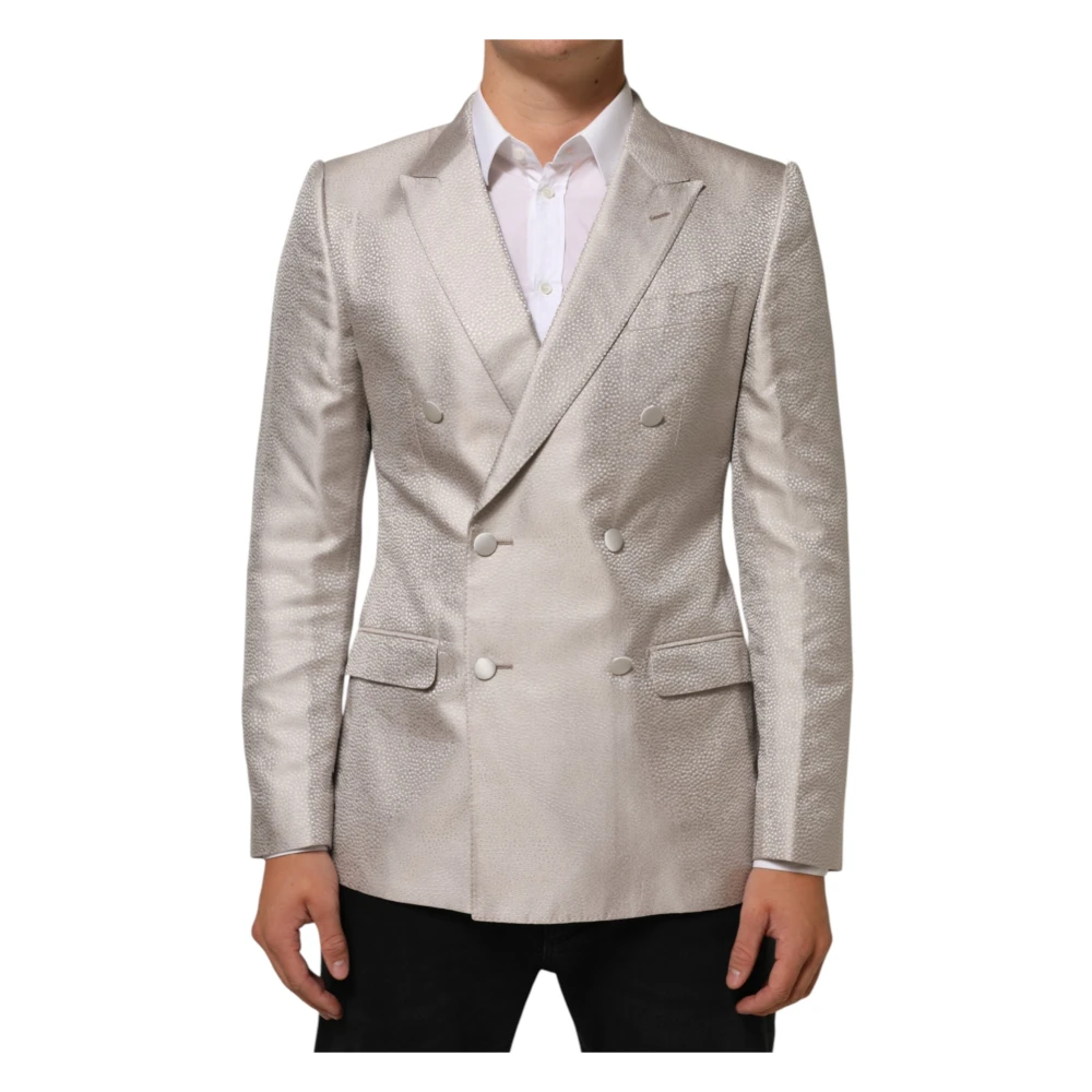Dolce & Gabbana Men's Beige Martini Double-Breasted Suit Blazer