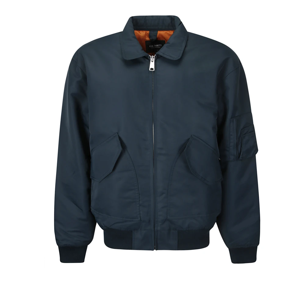 Carhartt WIP Gewatteerde bomberjack petrol groen ritssluiting Blue Heren