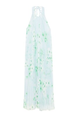 blue-pleated-sleeveless-dress
