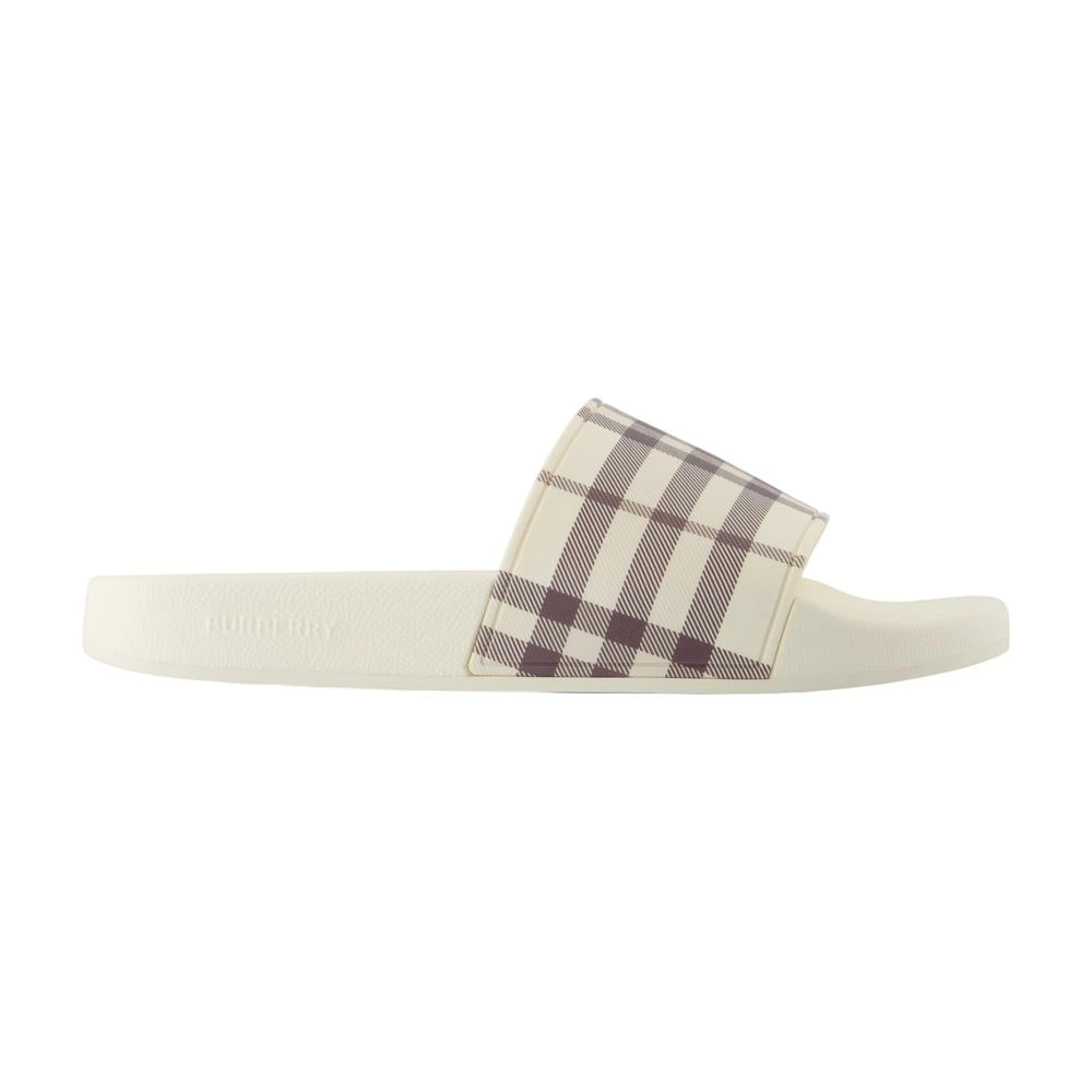 Burberry Women's Beige Furley Check Slide - Sliders - 5 Uk - Shoes