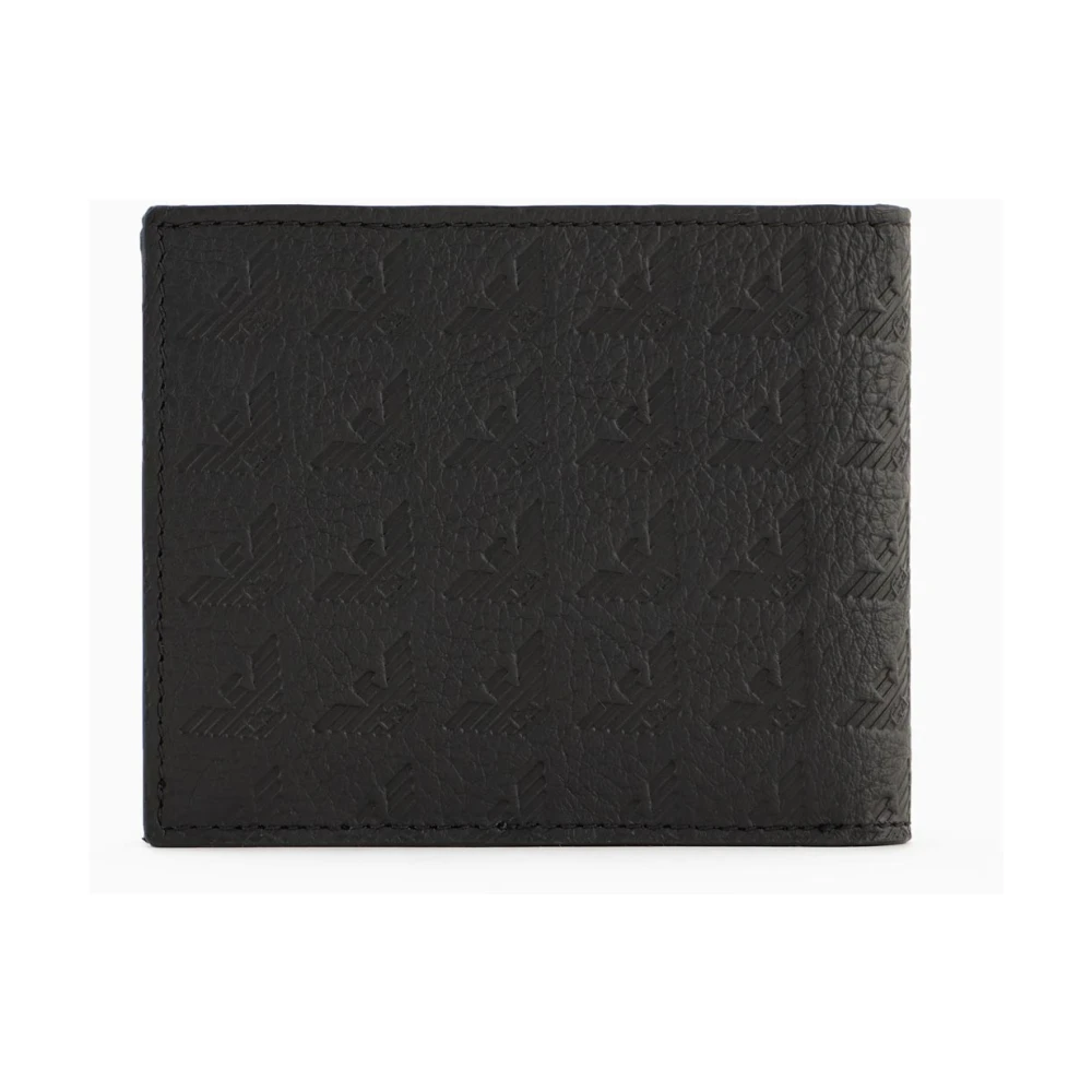Emporio Armani Zwarte portemonnee met reliëfontwerp Black Heren