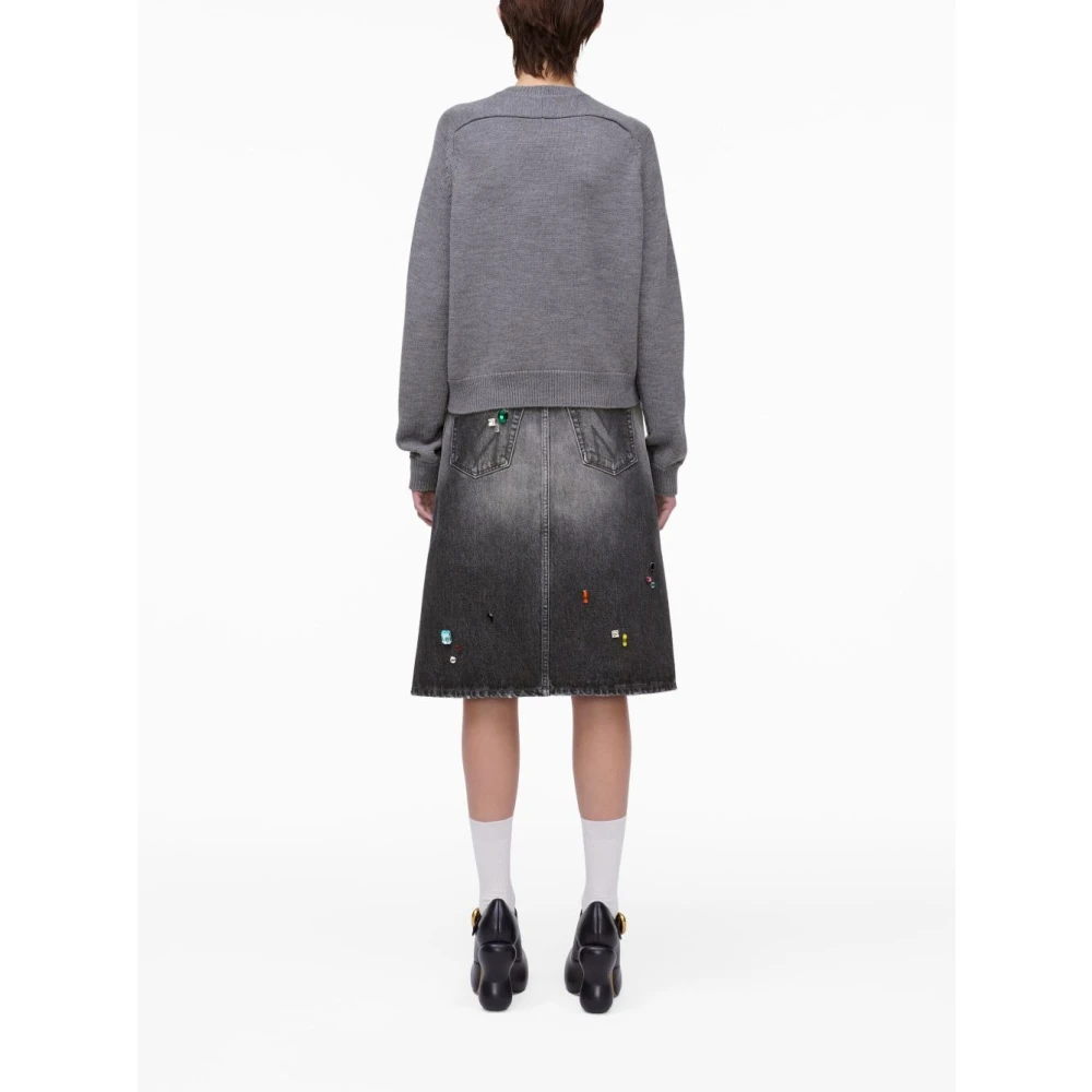 Marc Jacobs Kristal Logo Grijs Wol Trui Gray Dames