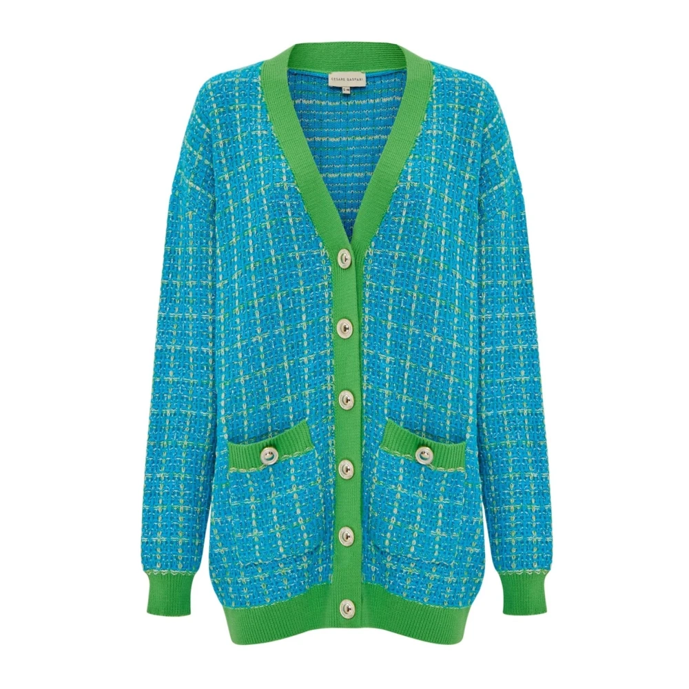 Cesare Gaspari Oversized Cardigan Blue Dames
