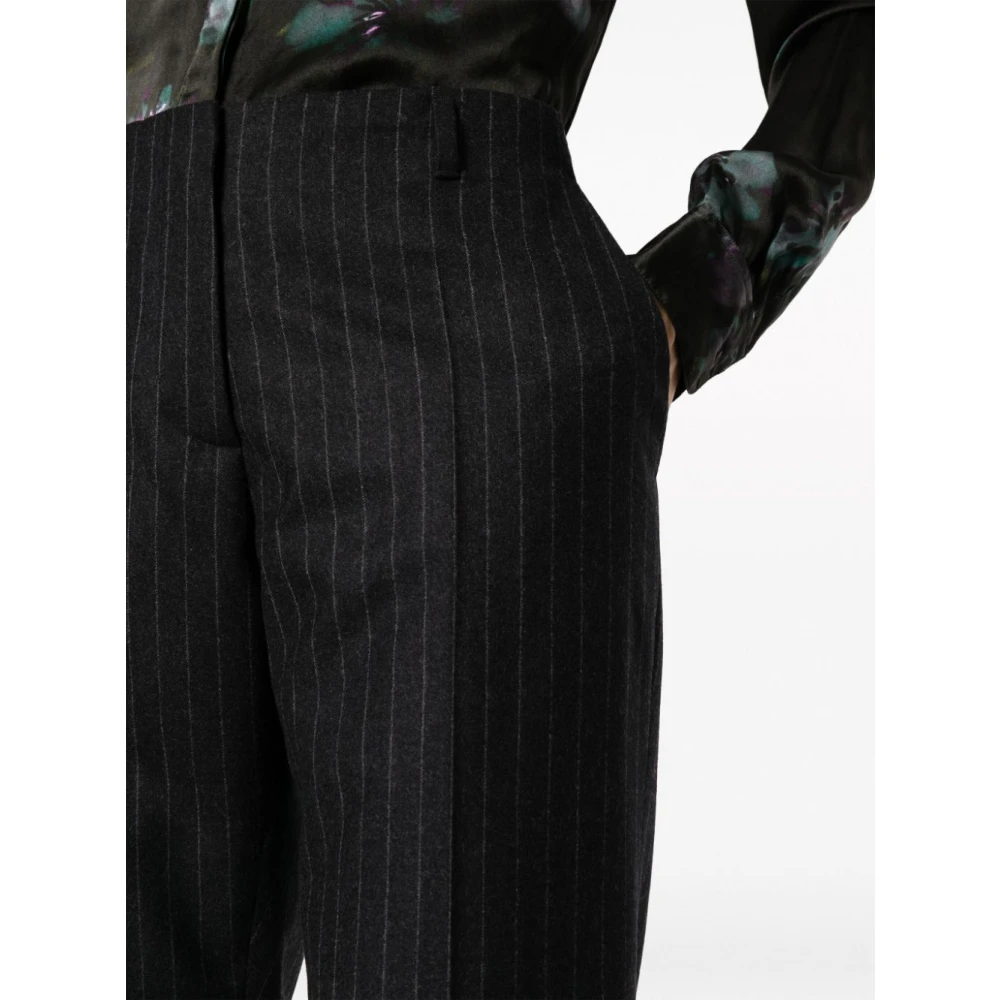 Dries Van Noten Grijze wollen broek met rechte pijpen Gray Dames