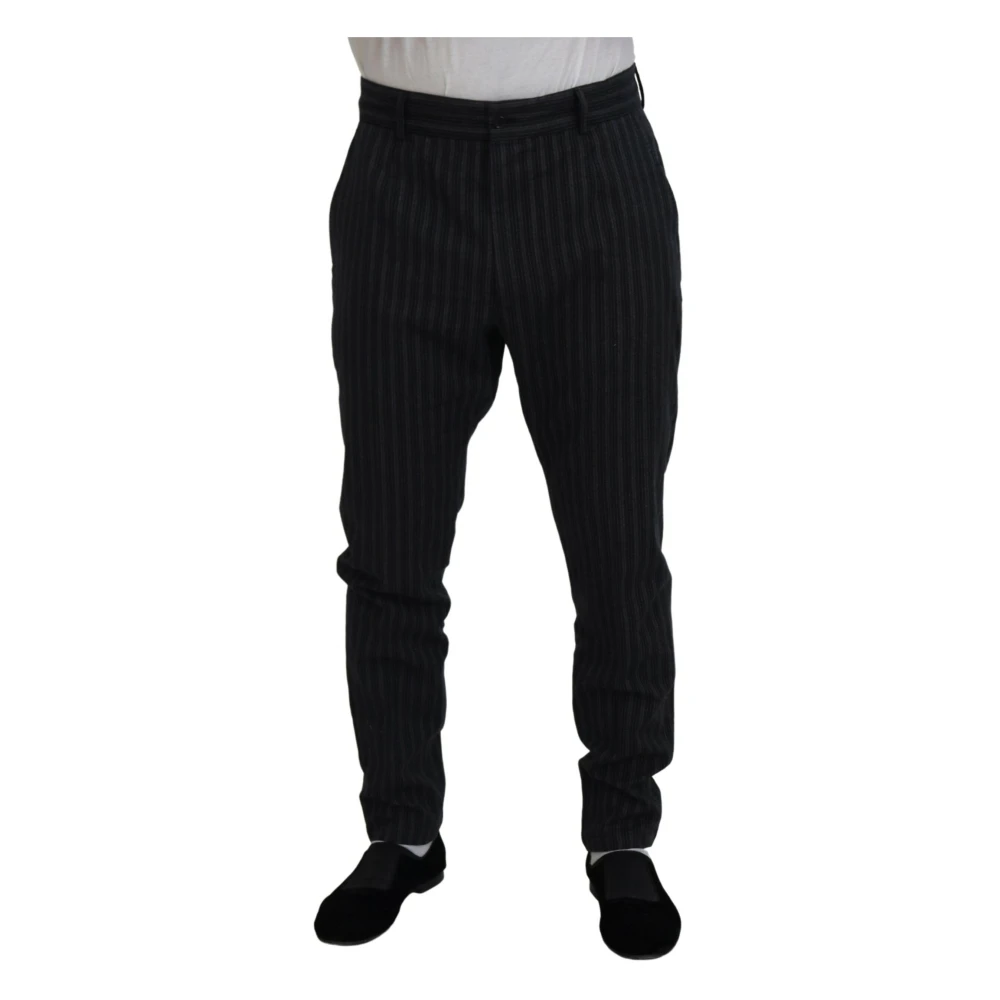 Dolce & Gabbana Men's Gray Elegant Striped Chino Dress Trousers - Chinos - Xl - Trousers