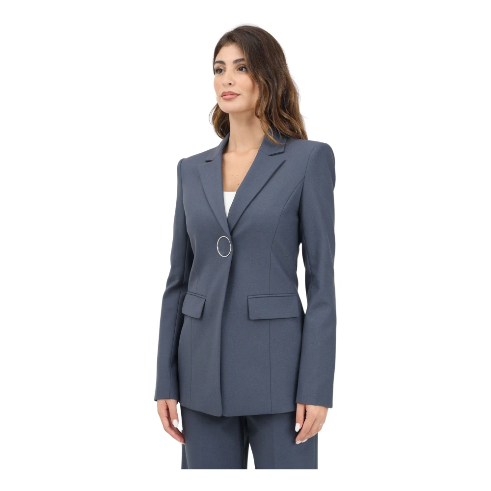 PATRIZIA PEPE Grijze Wol Stretch Jas Enigma Gray Dames