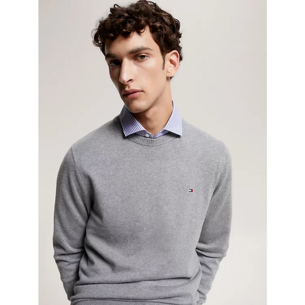 Tommy Hilfiger Grijze Plus Size Kasjmier Gebreide Trui voor Heren Gray Heren