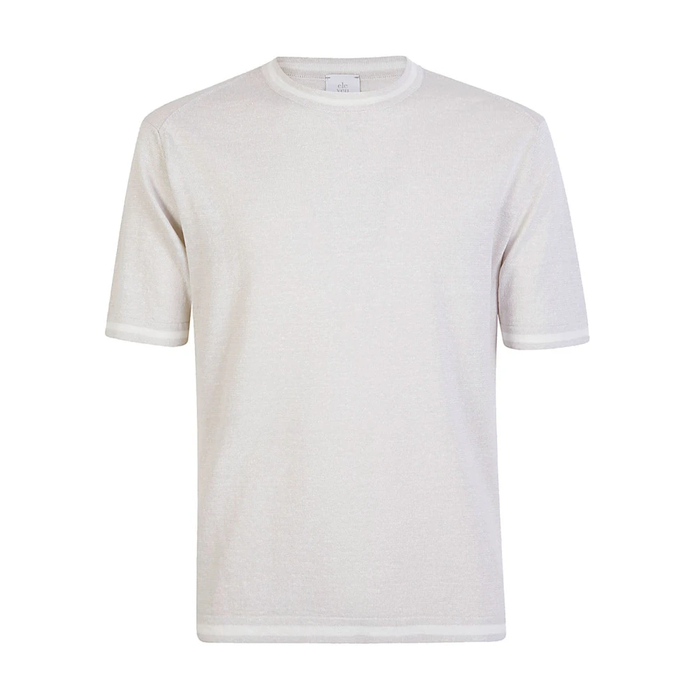 Eleventy Linnen Crewneck Sweater Mouliné Stijl Beige Heren