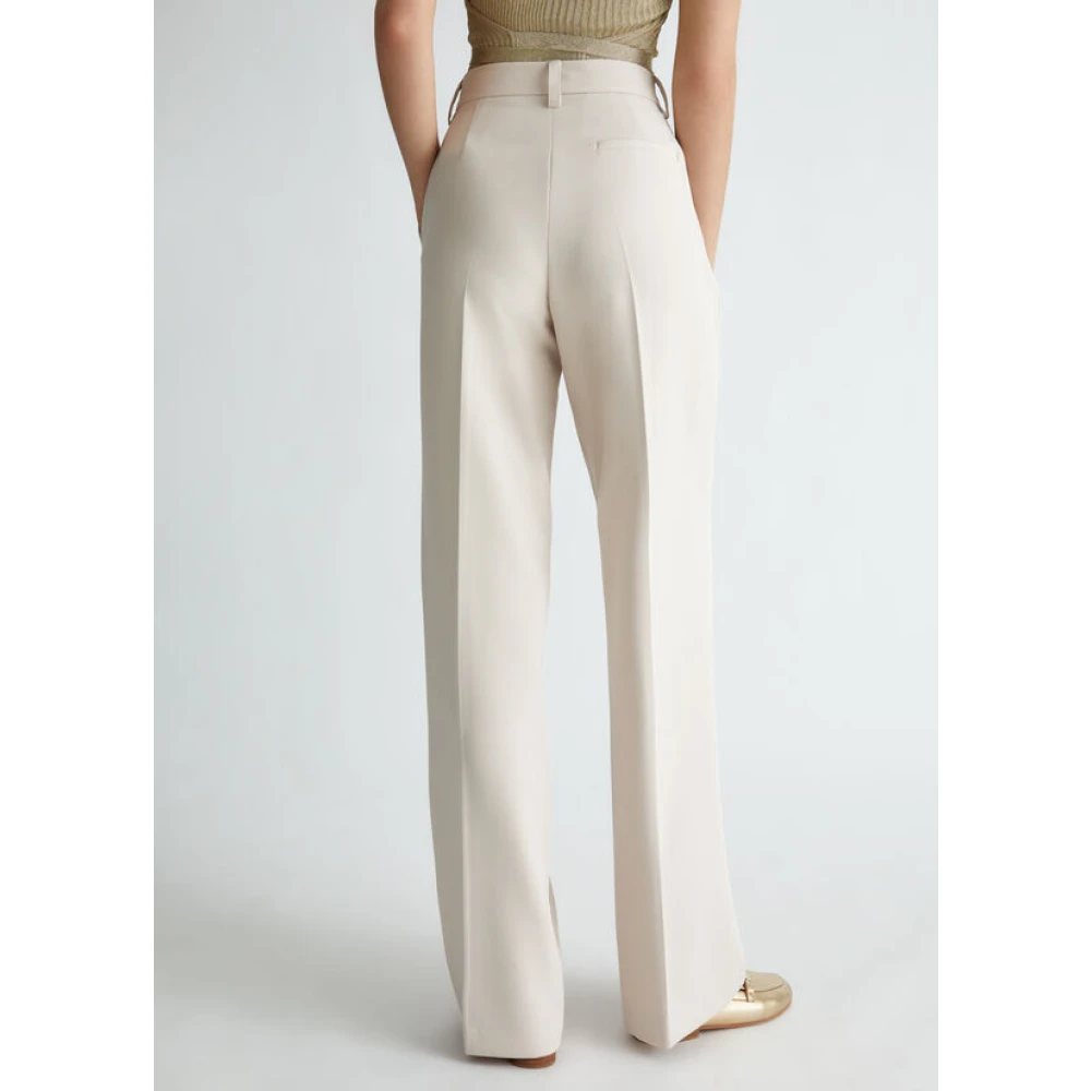 Liu Jo Wijde Pijp Stretch Stof Broek White Dames