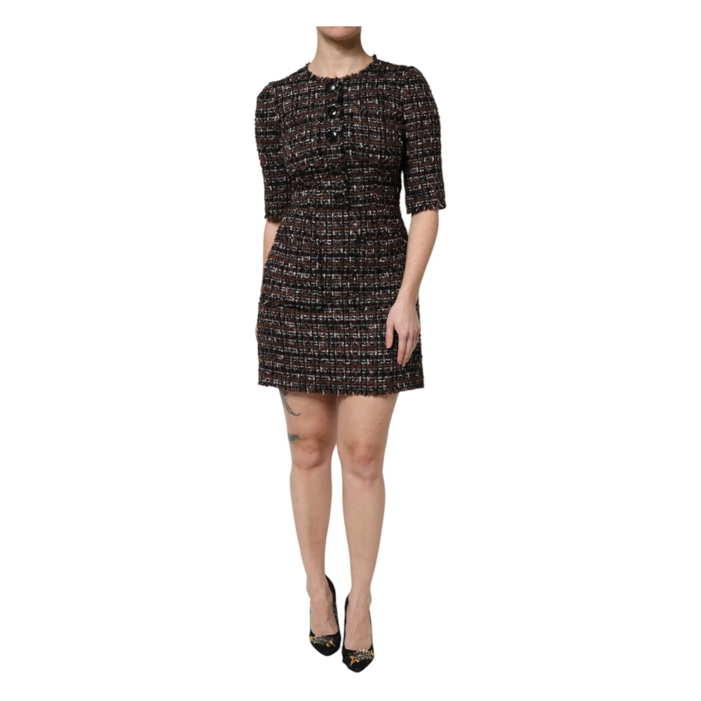 Dolce & Gabbana Women's Brown Tweed A-Line Mini Dress - Short Dresses - Xs - Dresses