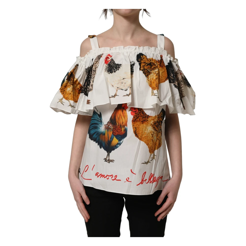 Dolce & Gabbana Women's White Blouses, 2XS, Off The Shoulder Blouse