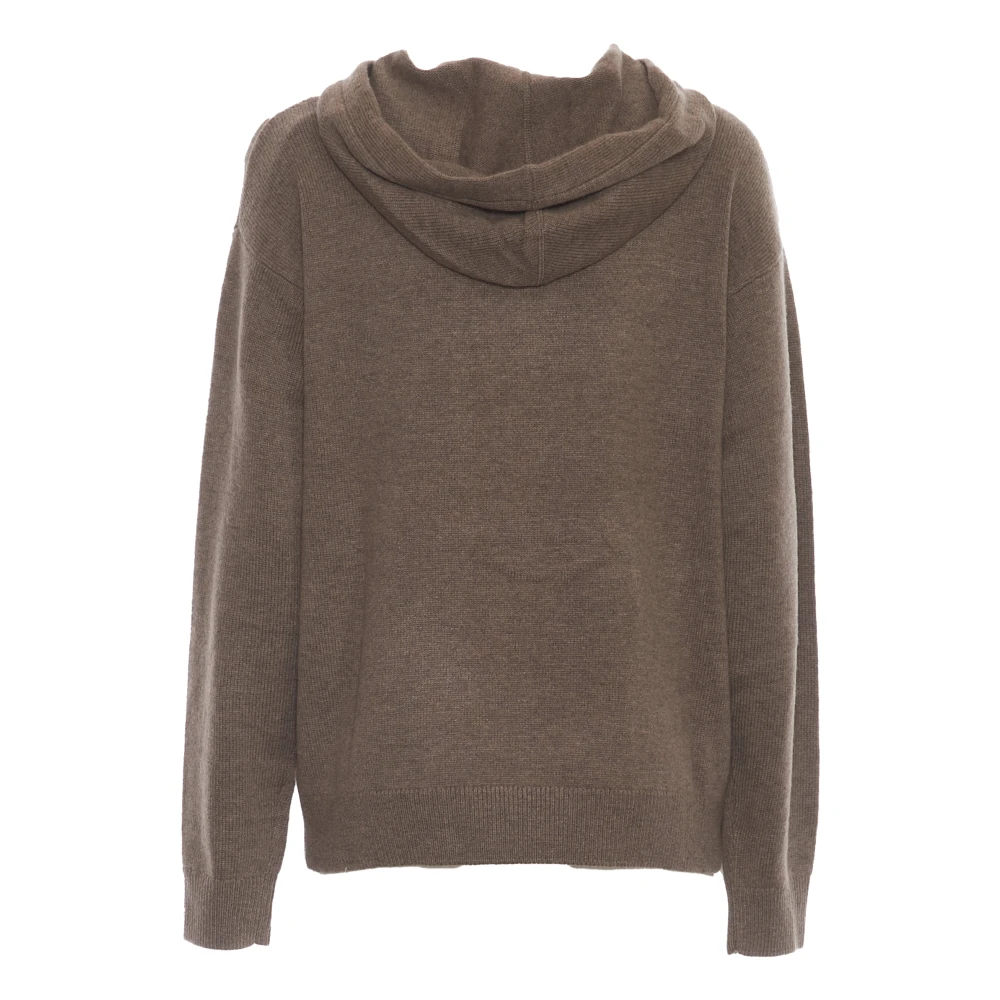 MC2 Saint Barth Hazelnoot Gebreide Hoodie Sweatshirt Aw24 Brown Dames