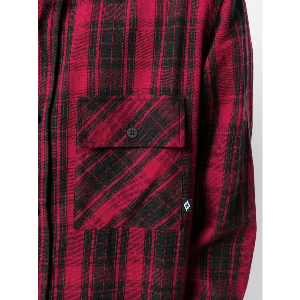 Marcelo Burlon Rood Wit County Check Shirt Red Heren
