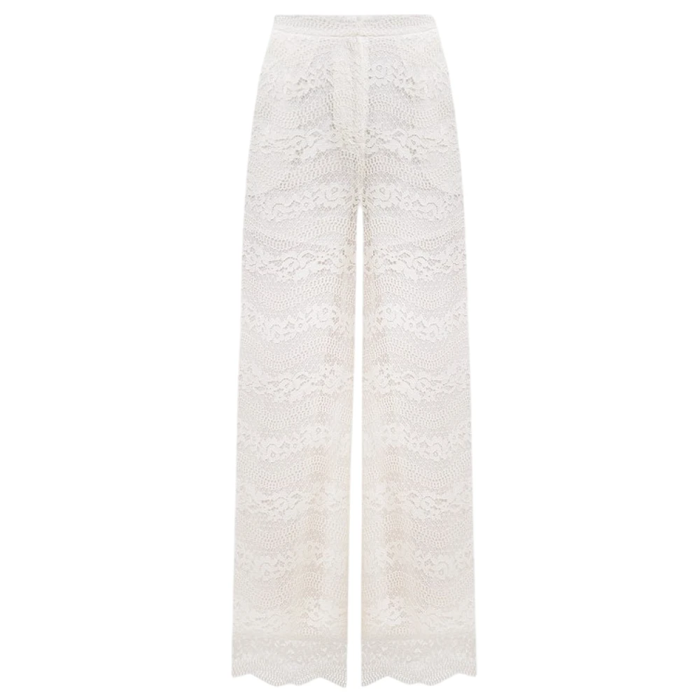Twinset Women's Beige Palazzo Trousers - Wide Trousers - M - Trousers