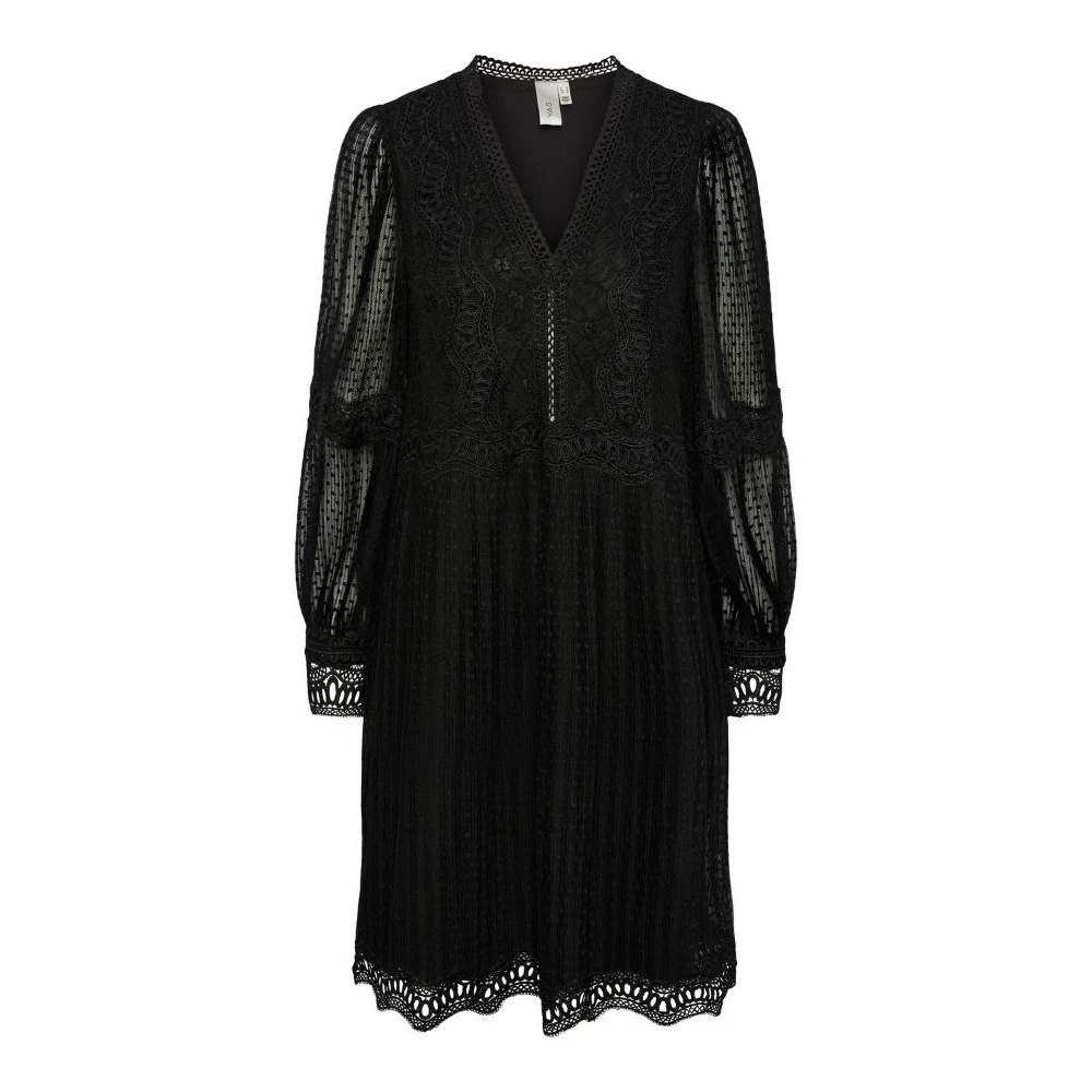 Y.A.S Zwarte LS Jurk Elegante Stijl Black Dames