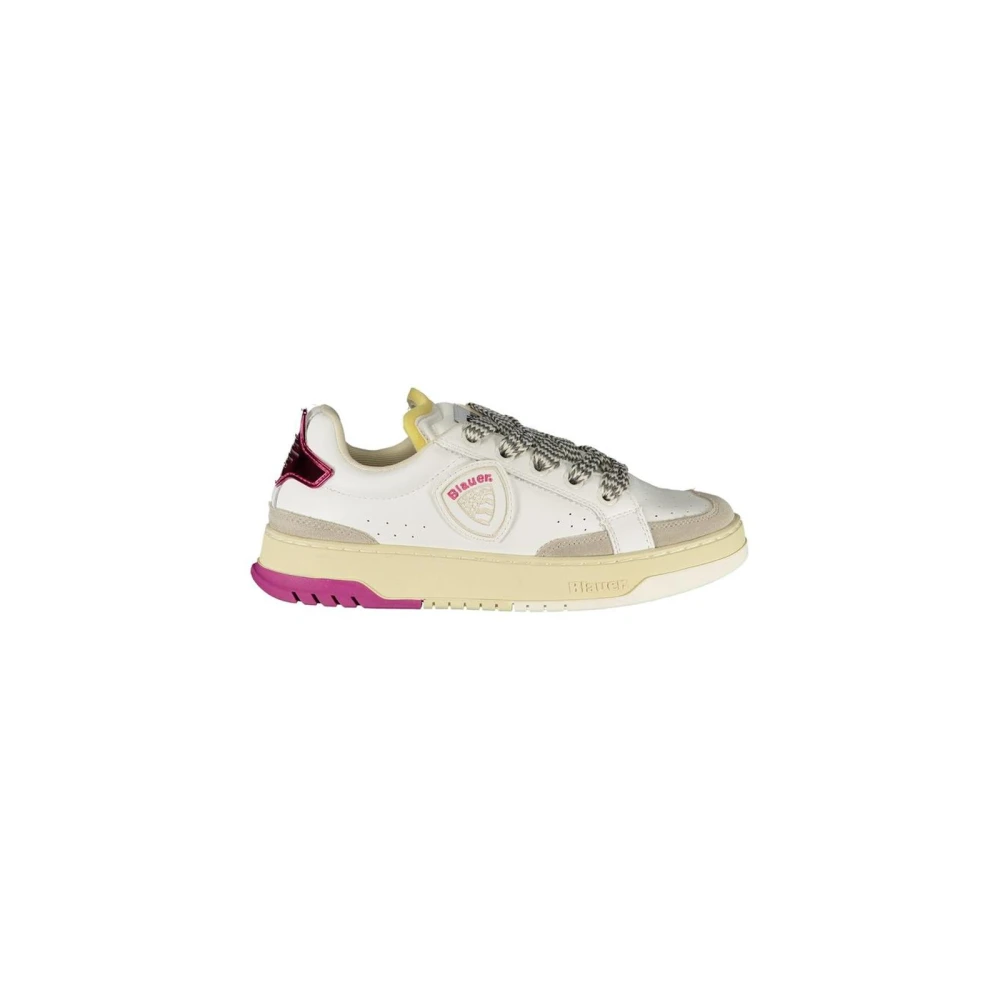 Blauer Women's White Vibrant Leather Sporty Trainers With Removable Insole - Sneakers - 5 Uk- Shoes
