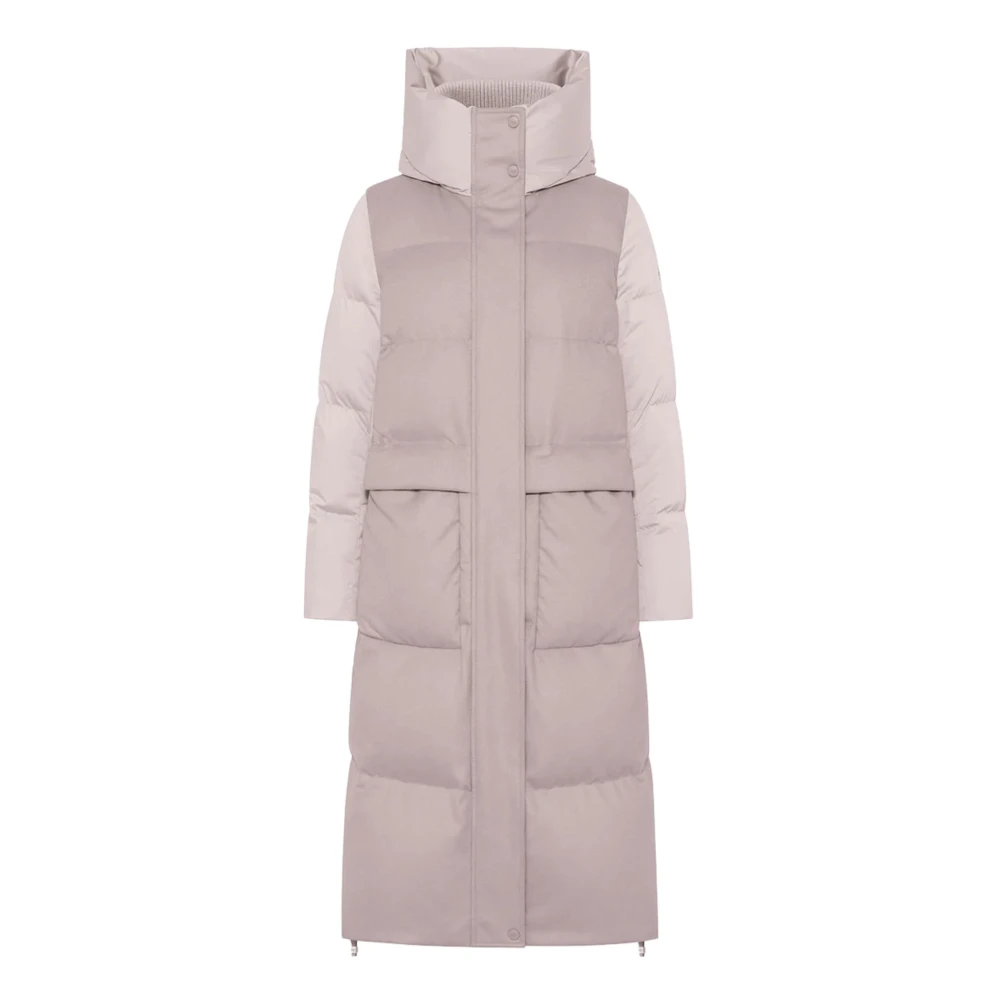 Duno Roze Lange Gewatteerde Wollen Jas Pink Dames