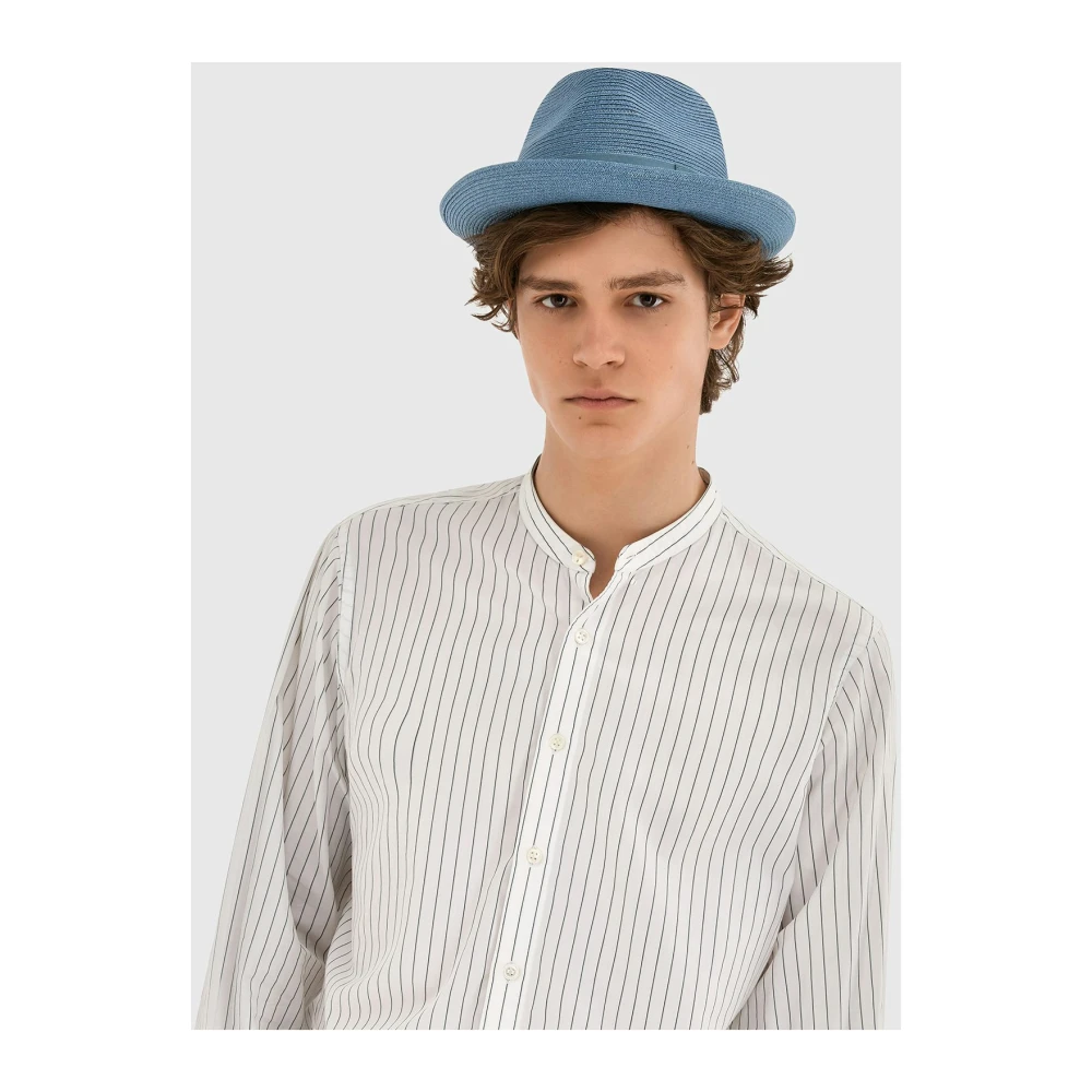 Borsalino Handgeweven Hennep Rand Hoed Yellow Heren