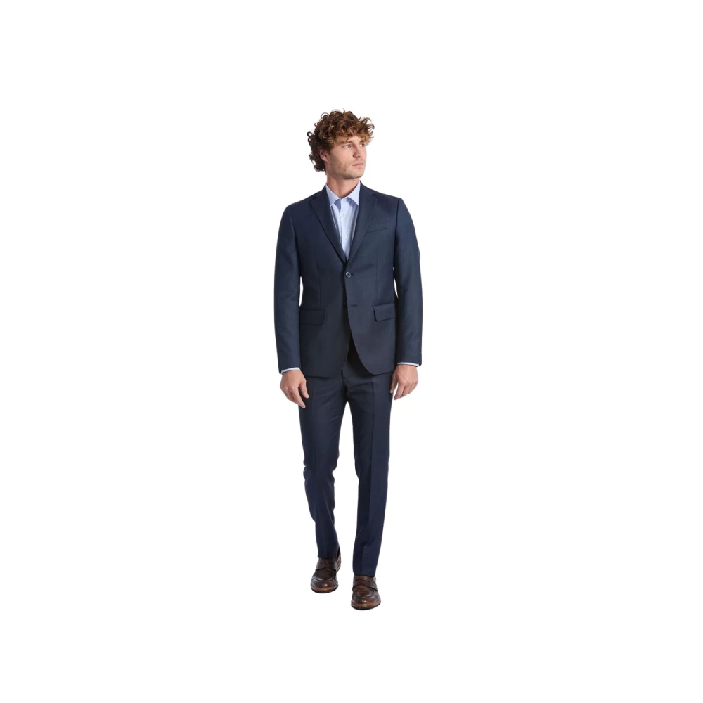 Baldinini Blauw Wollen Slim Fit Pak Blue Heren